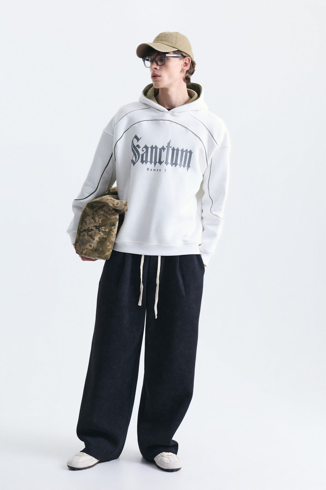 Boxy Fit Baskılı Kapüşonlu Sweatshirt