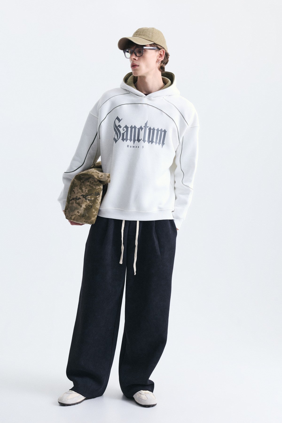 Boxy Fit Baskılı Kapüşonlu Sweatshirt