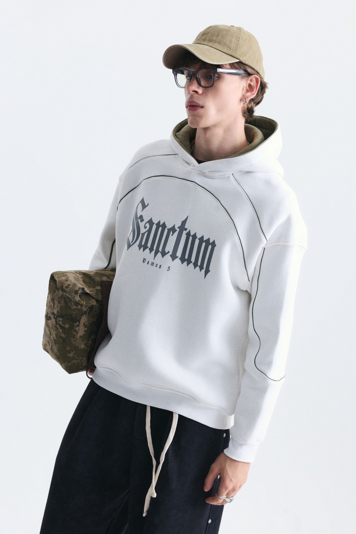 Boxy Fit Baskılı Kapüşonlu Sweatshirt