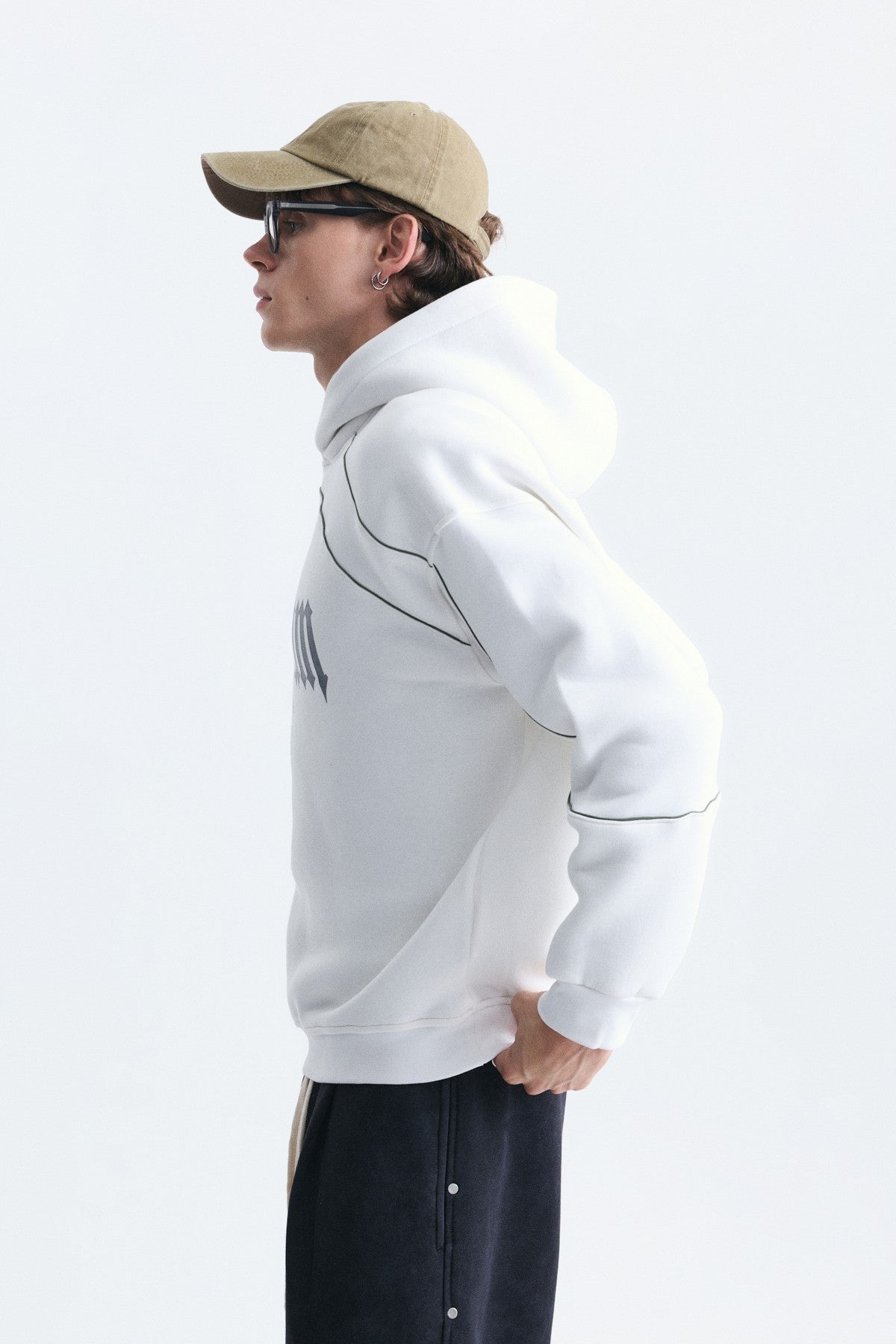 Boxy Fit Baskılı Kapüşonlu Sweatshirt