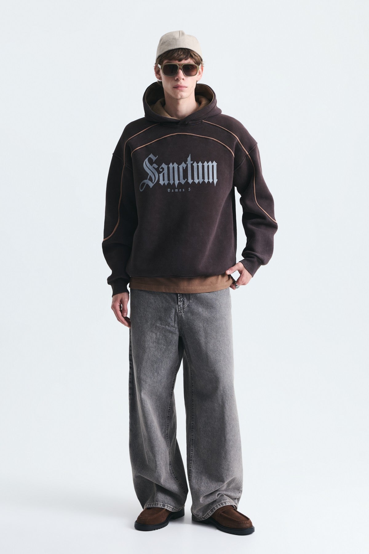 Boxy Fit Baskılı Kapüşonlu Sweatshirt