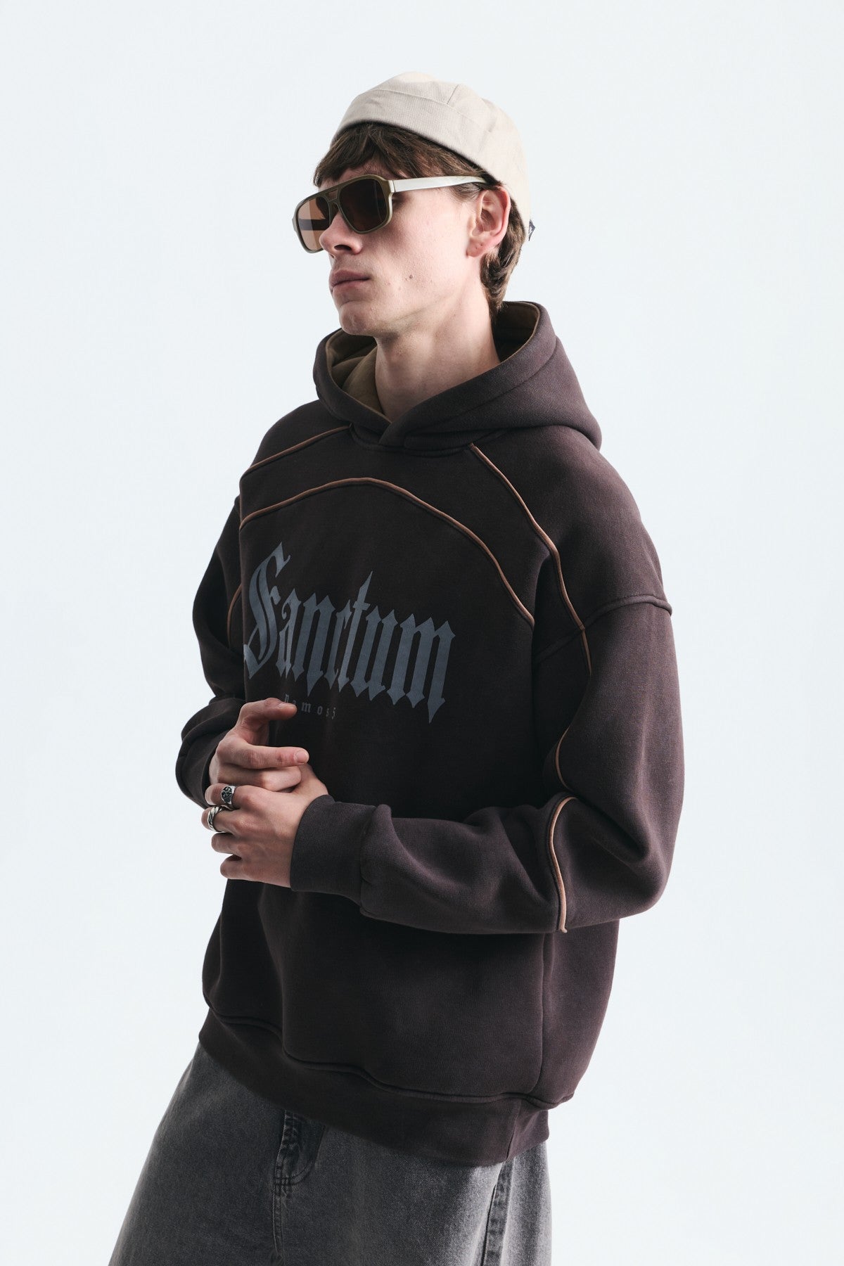 Boxy Fit Baskılı Kapüşonlu Sweatshirt