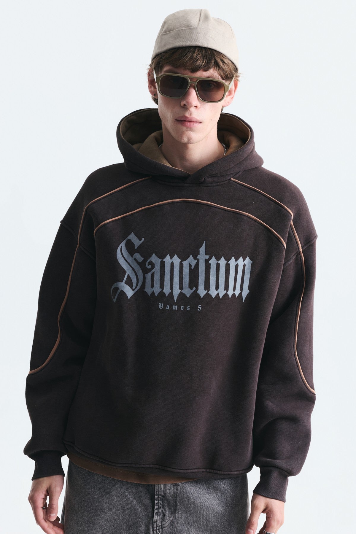 Boxy Fit Baskılı Kapüşonlu Sweatshirt