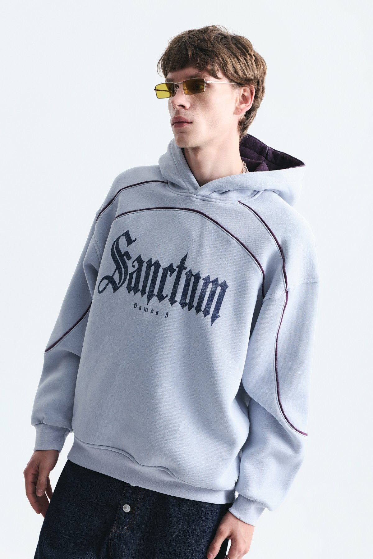 Boxy Fit Baskılı Kapüşonlu Sweatshirt