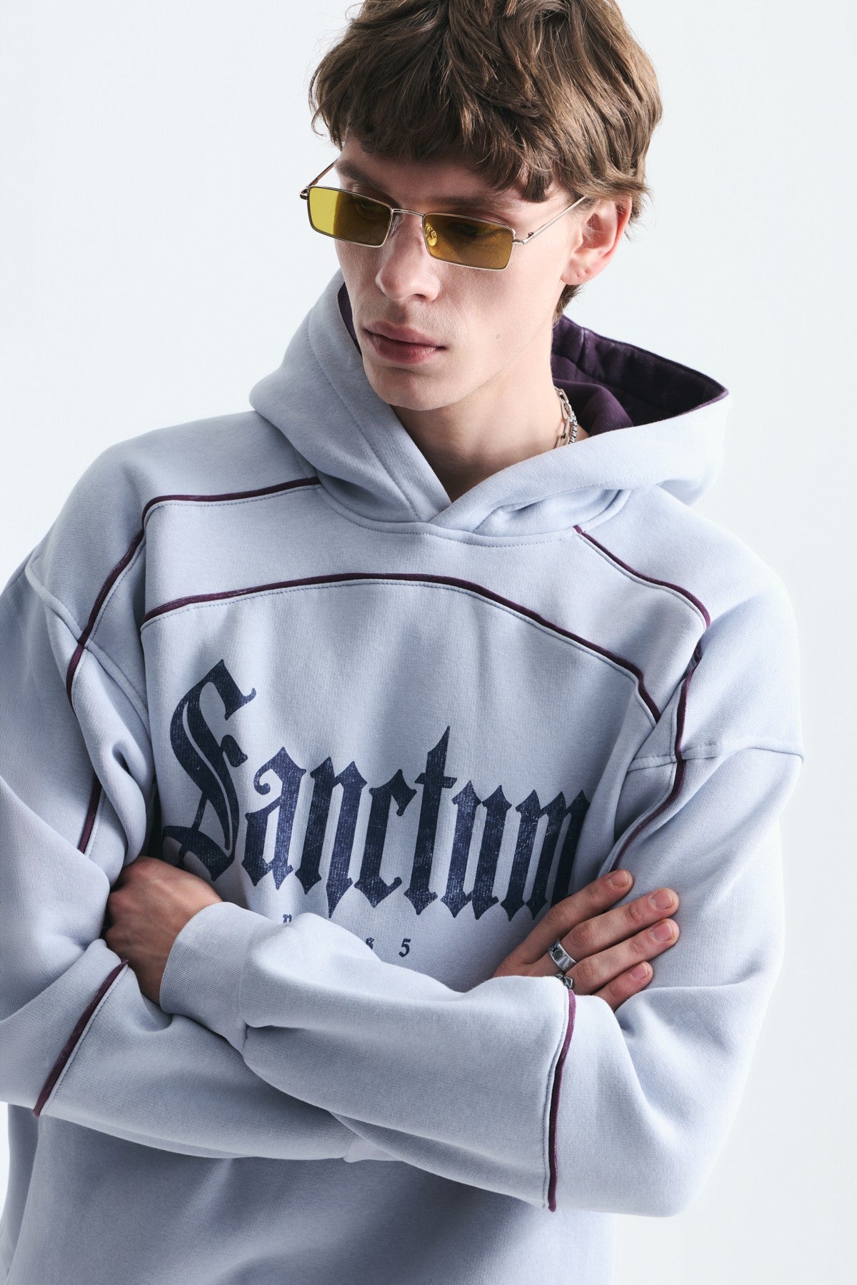 Boxy Fit Baskılı Kapüşonlu Sweatshirt