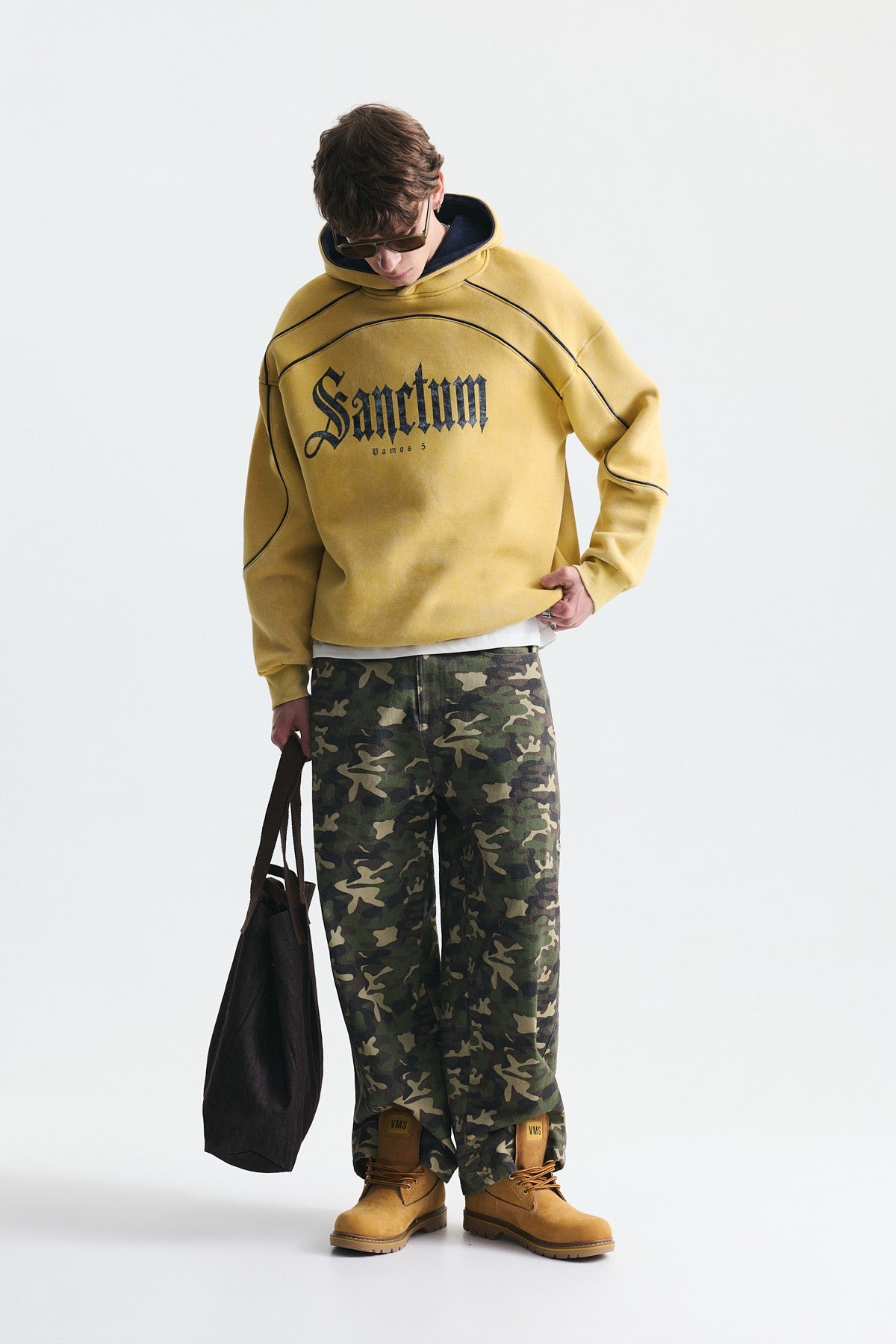 Boxy Fit Baskılı Kapüşonlu Sweatshirt