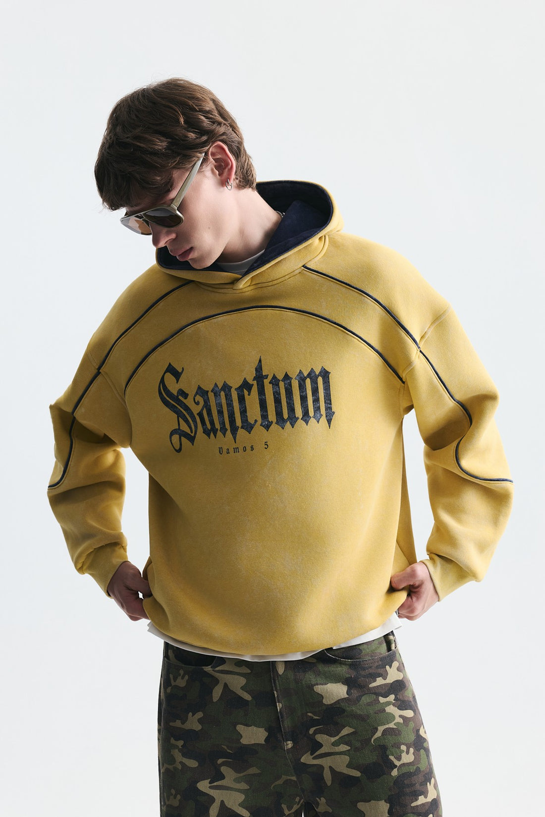 Boxy Fit Baskılı Kapüşonlu Sweatshirt