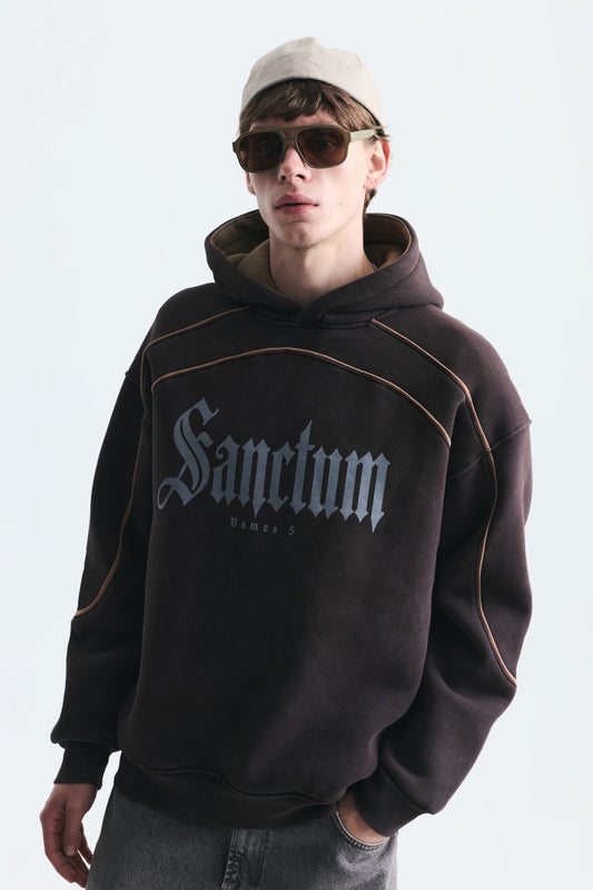 Boxy Fit Baskılı Kapüşonlu Sweatshirt