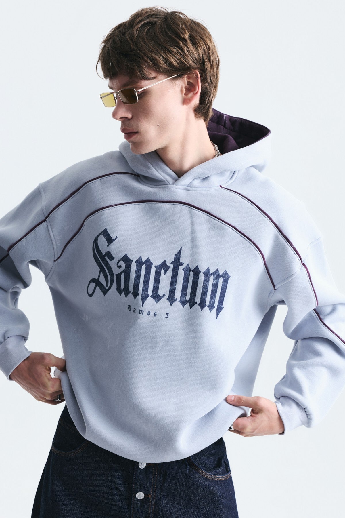 Boxy Fit Baskılı Kapüşonlu Sweatshirt