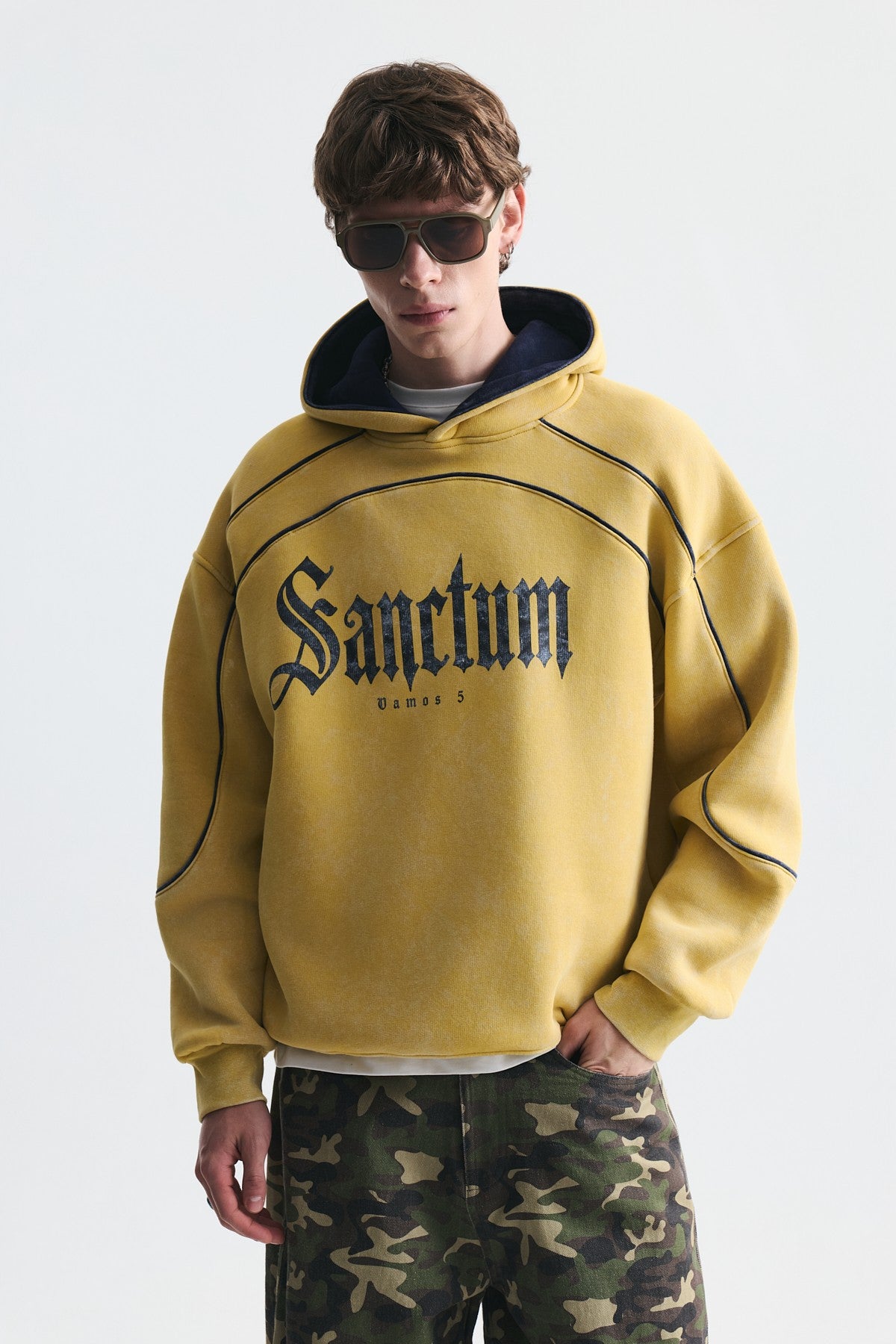 Boxy Fit Baskılı Kapüşonlu Sweatshirt