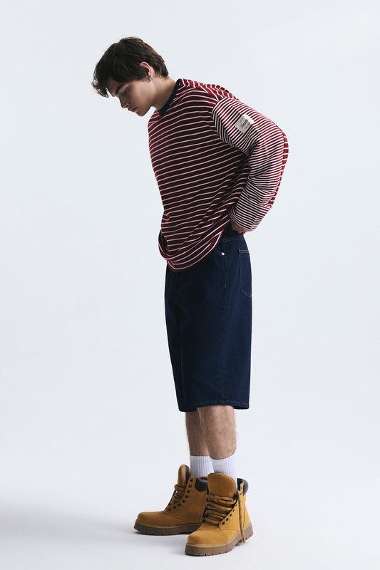 Kontrast Yaka Çizgili Sweatshirt