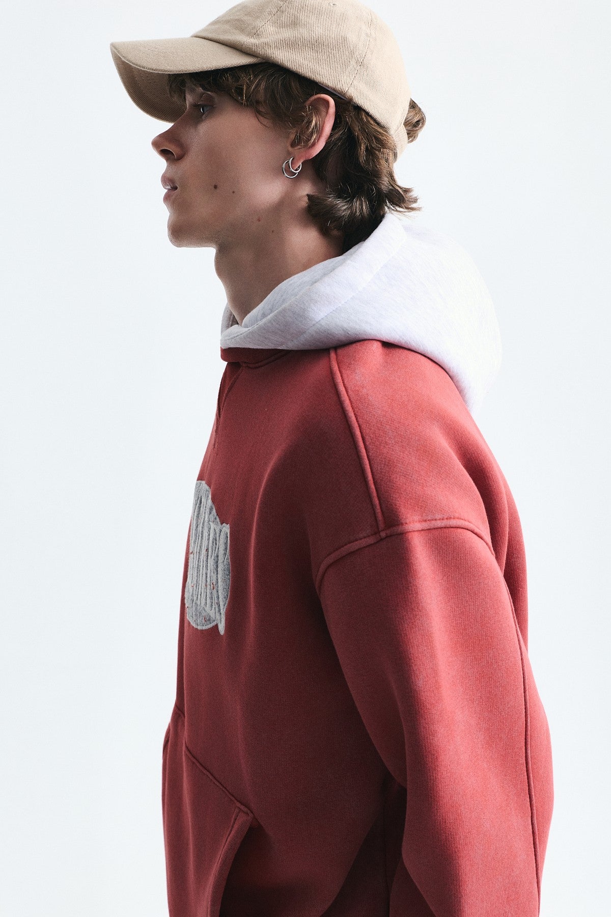 Oversize Baskılı Kapüşonlu Sweatshirt V70-266