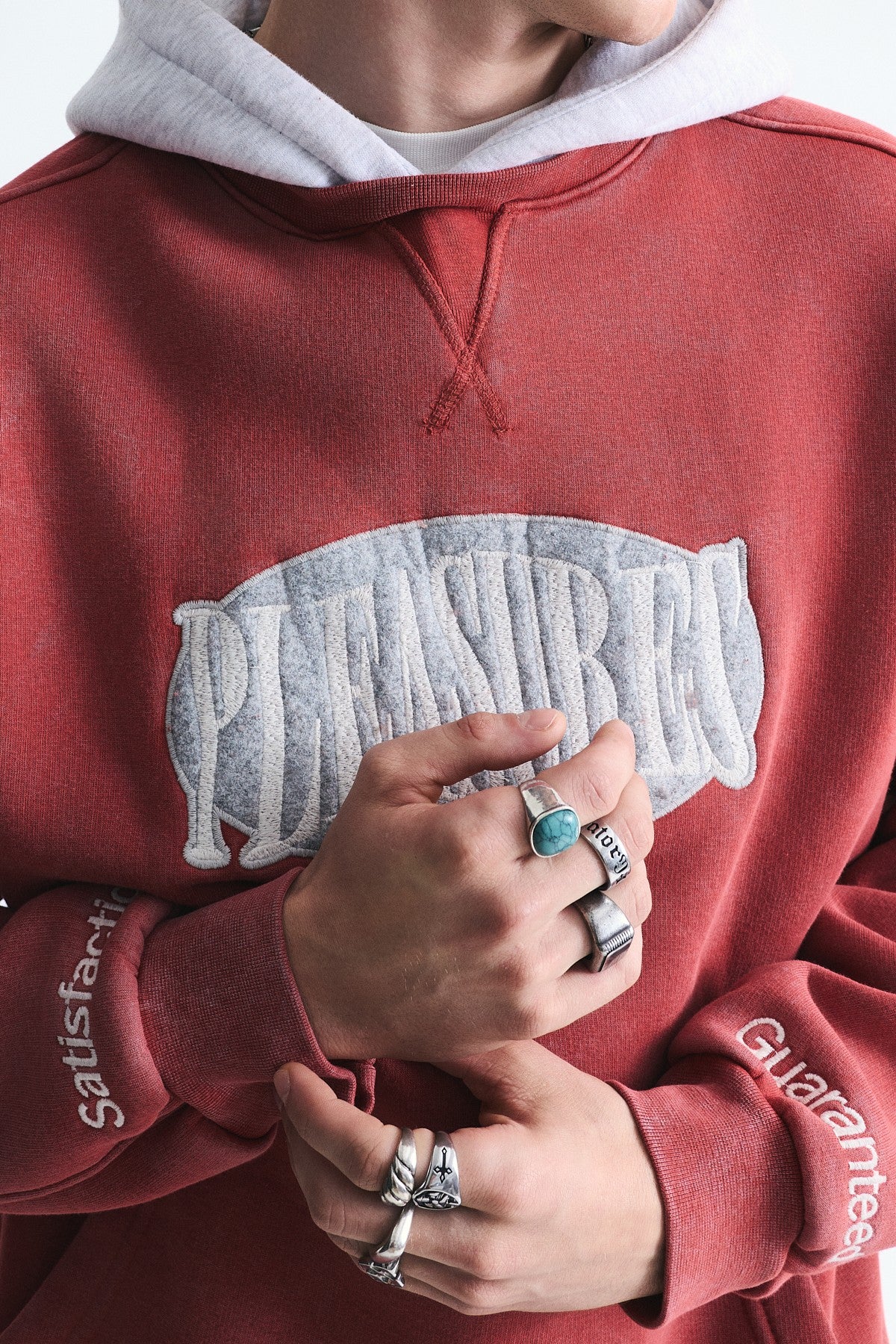 Oversize Baskılı Kapüşonlu Sweatshirt V70-266