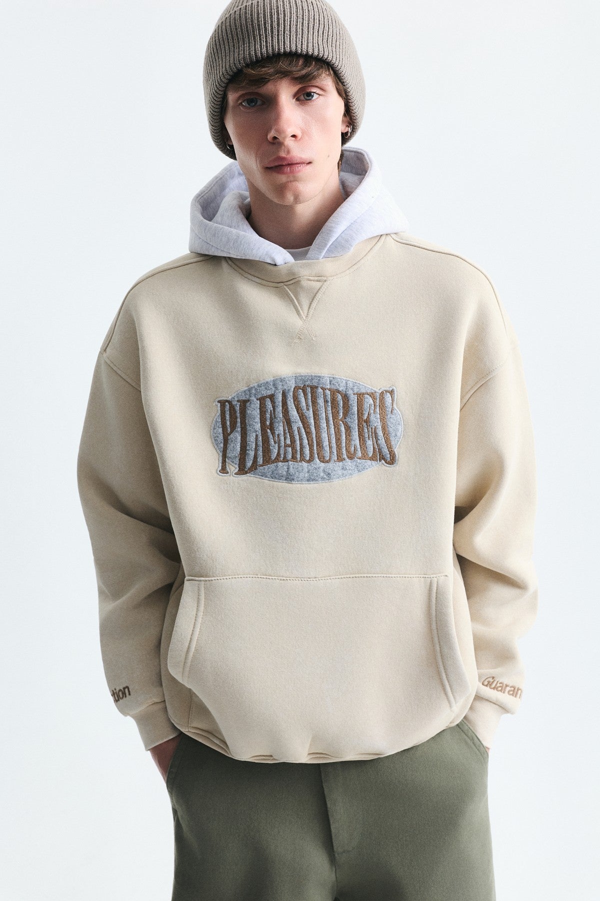 Oversize Baskılı Kapüşonlu Sweatshirt V70-266
