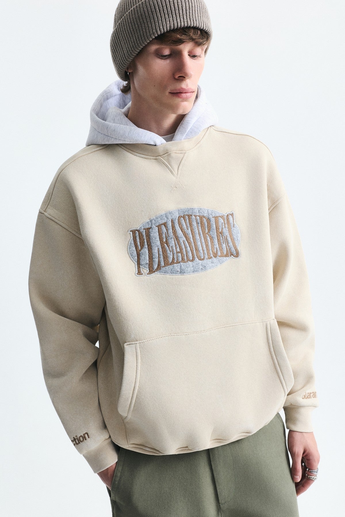 Oversize Baskılı Kapüşonlu Sweatshirt V70-266