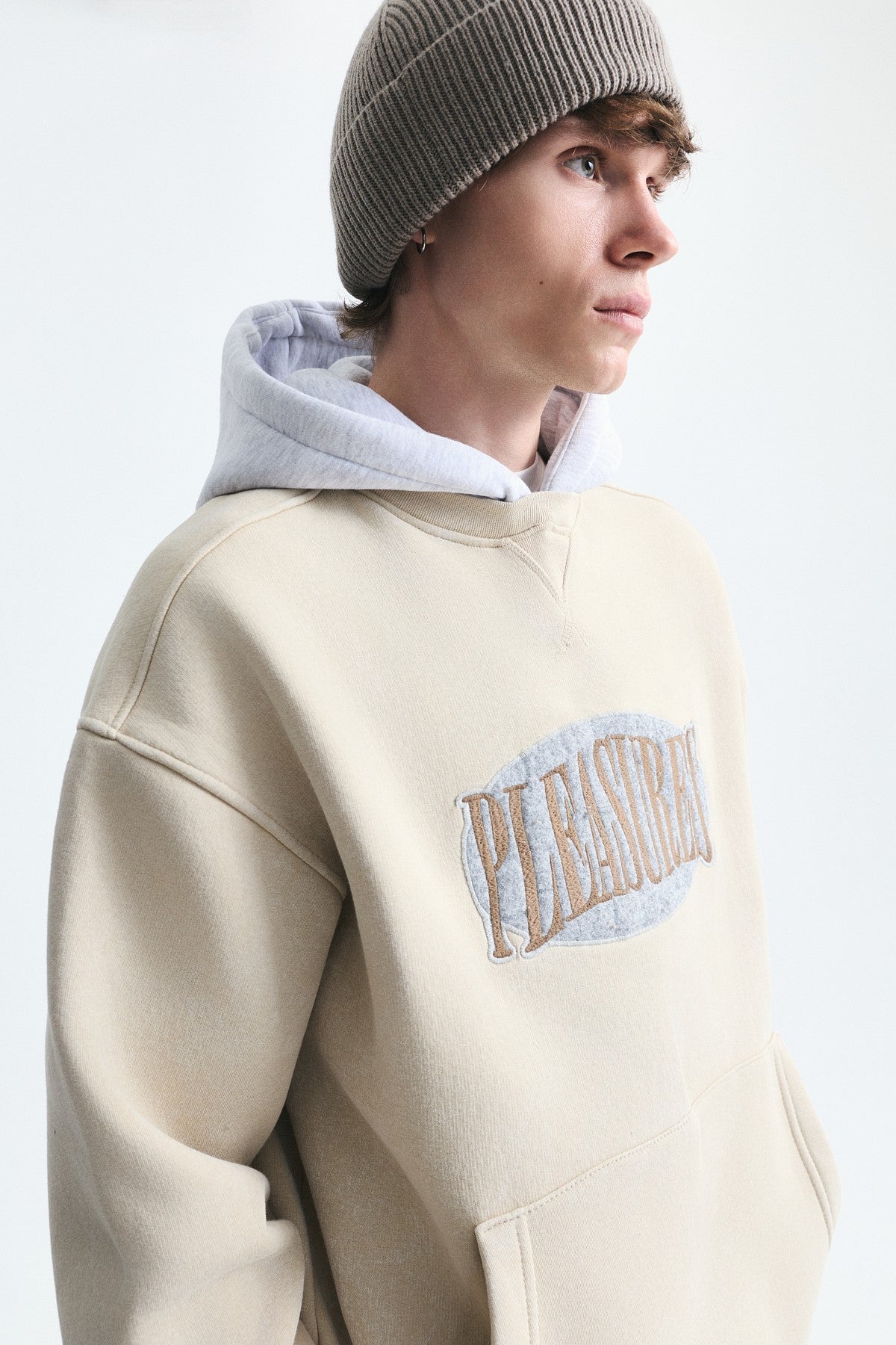 Oversize Baskılı Kapüşonlu Sweatshirt V70-266
