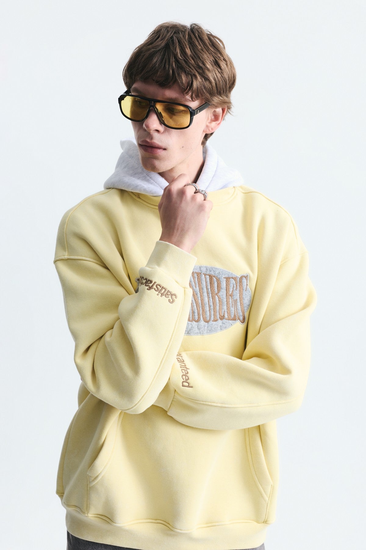 Oversize Baskılı Kapüşonlu Sweatshirt V70-266