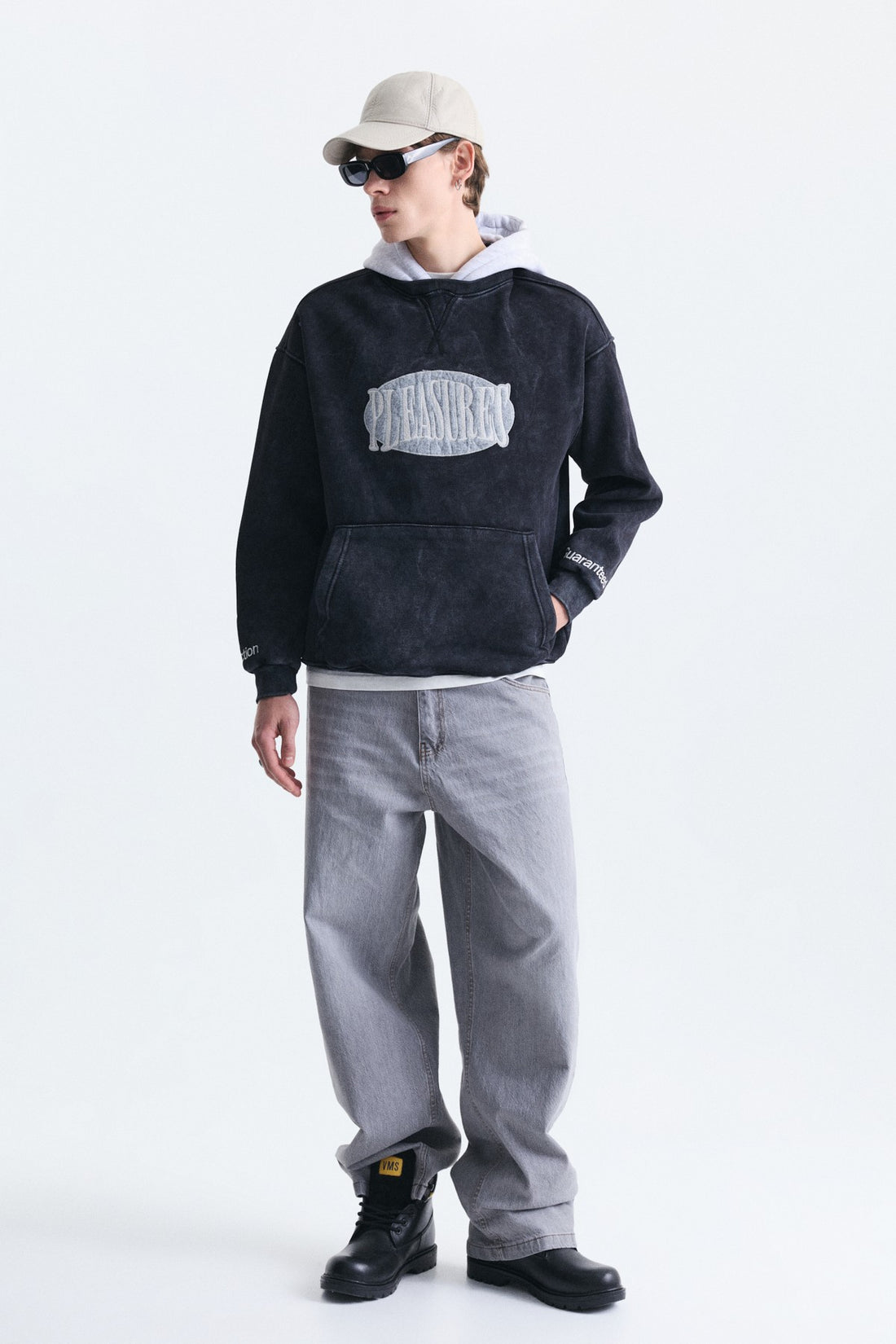 Oversize Baskılı Kapüşonlu Sweatshirt V70-266