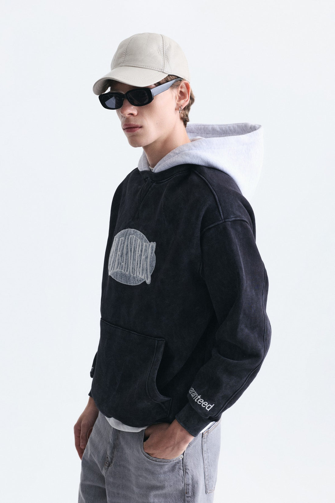 Oversize Baskılı Kapüşonlu Sweatshirt V70-266