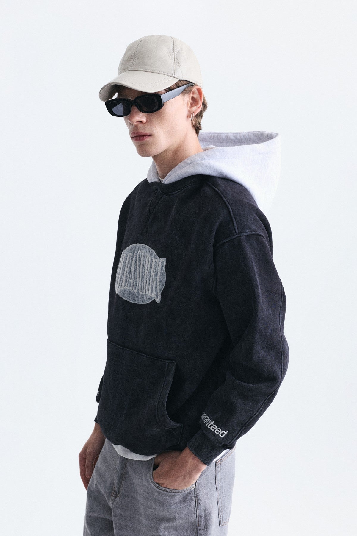 Oversize Baskılı Kapüşonlu Sweatshirt V70-266