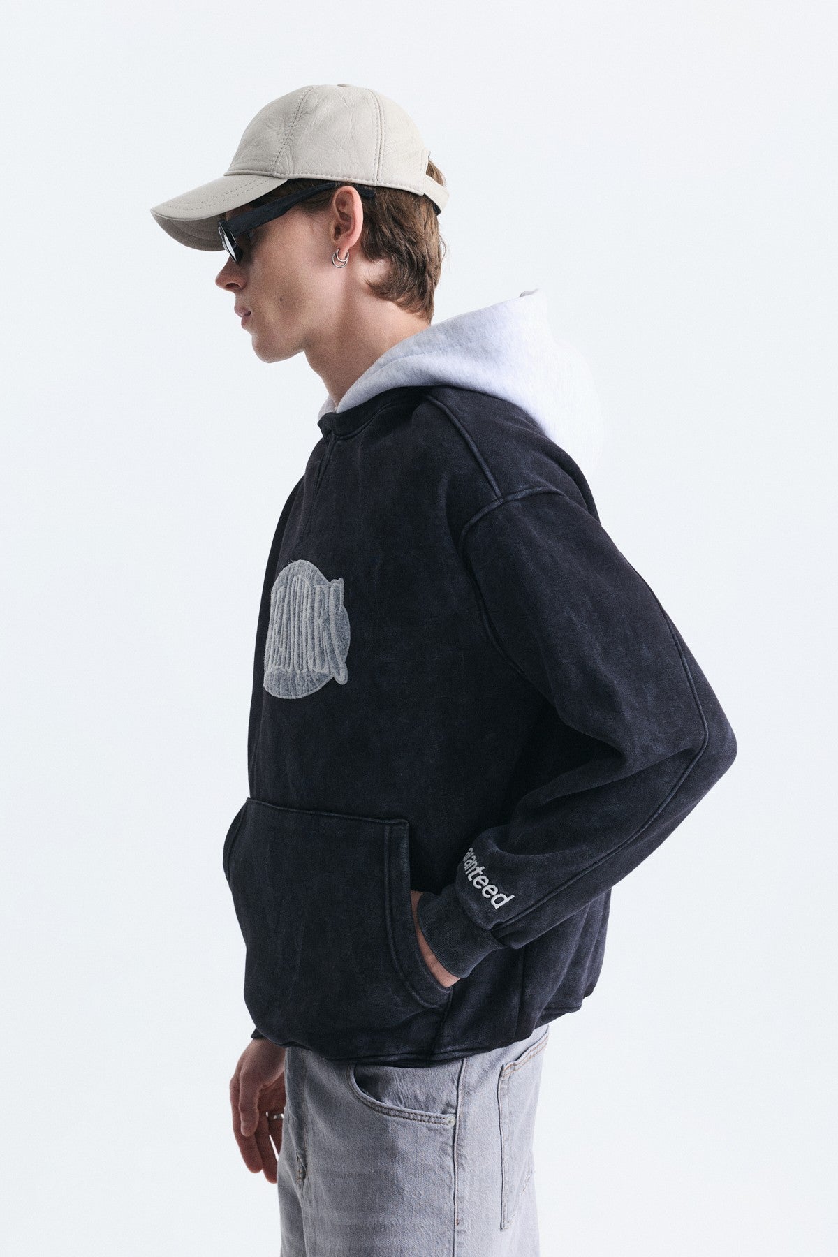 Oversize Baskılı Kapüşonlu Sweatshirt V70-266