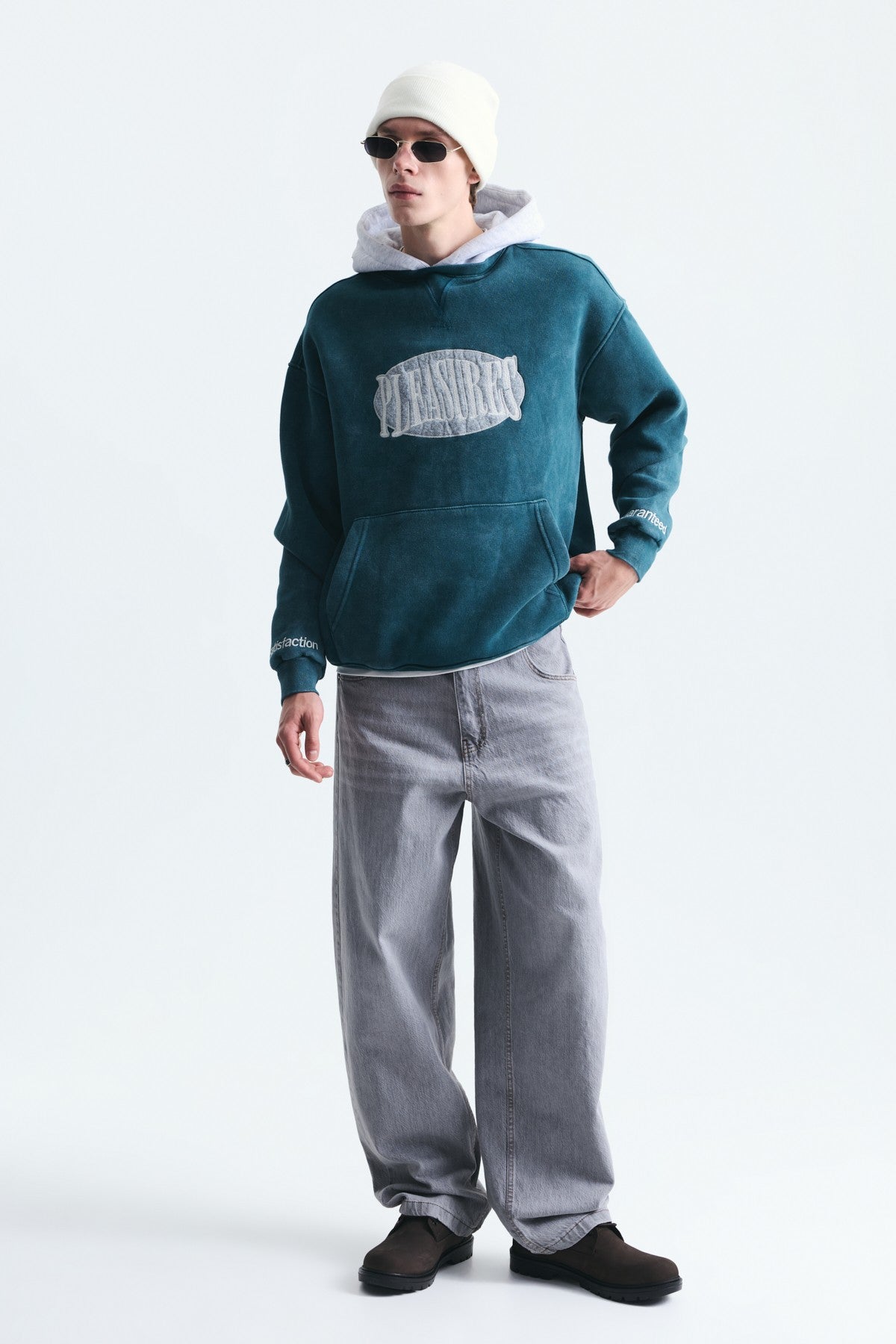 Oversize Baskılı Kapüşonlu Sweatshirt V70-266