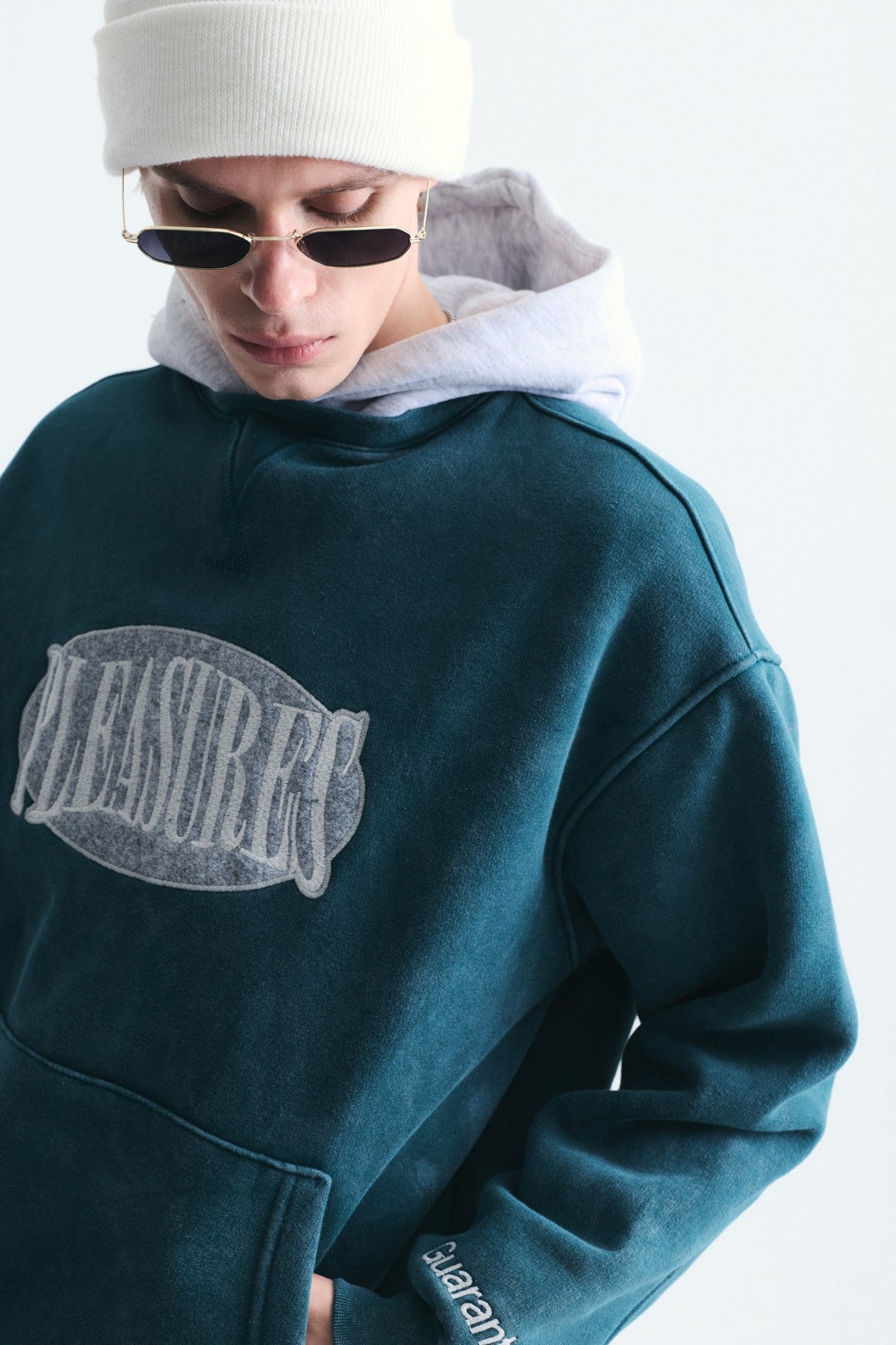 Oversize Baskılı Kapüşonlu Sweatshirt V70-266