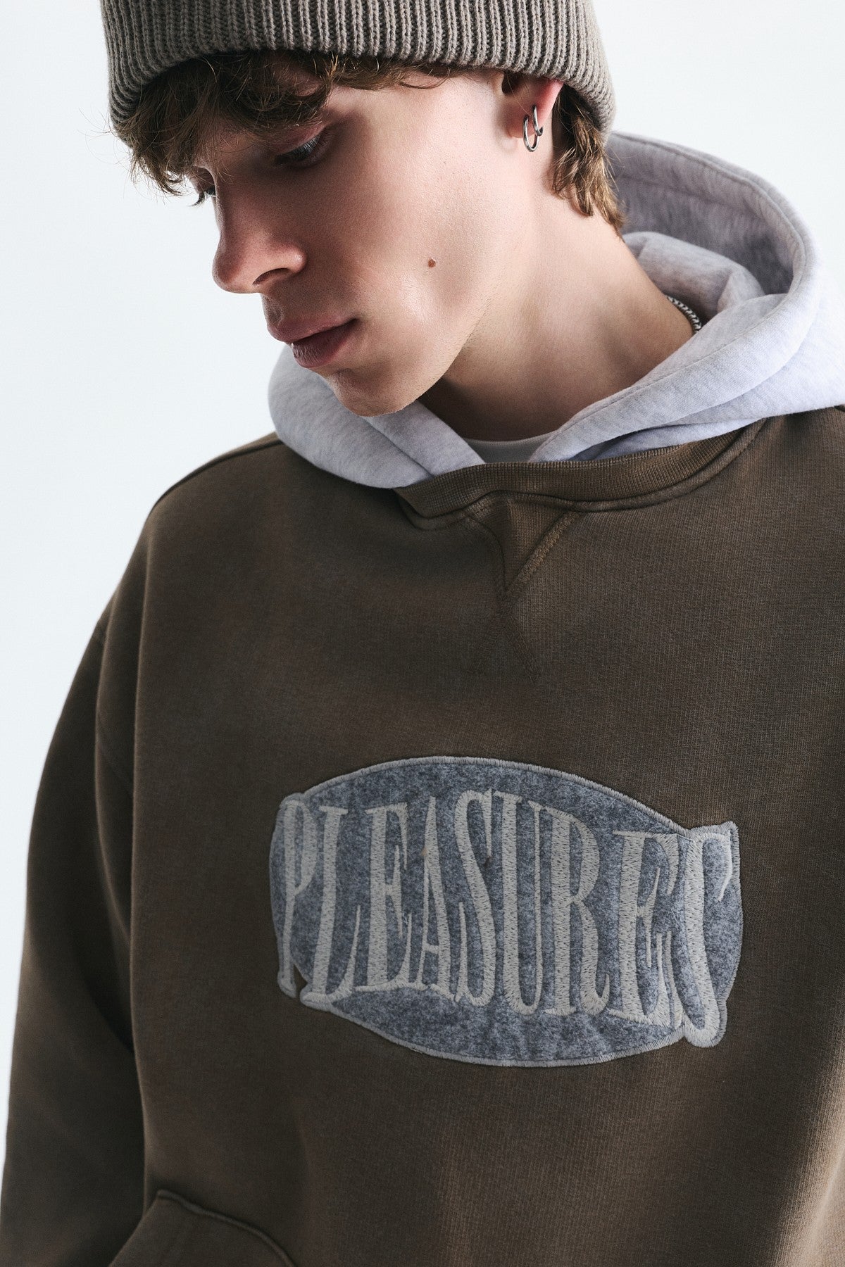 Oversize Baskılı Kapüşonlu Sweatshirt V70-266