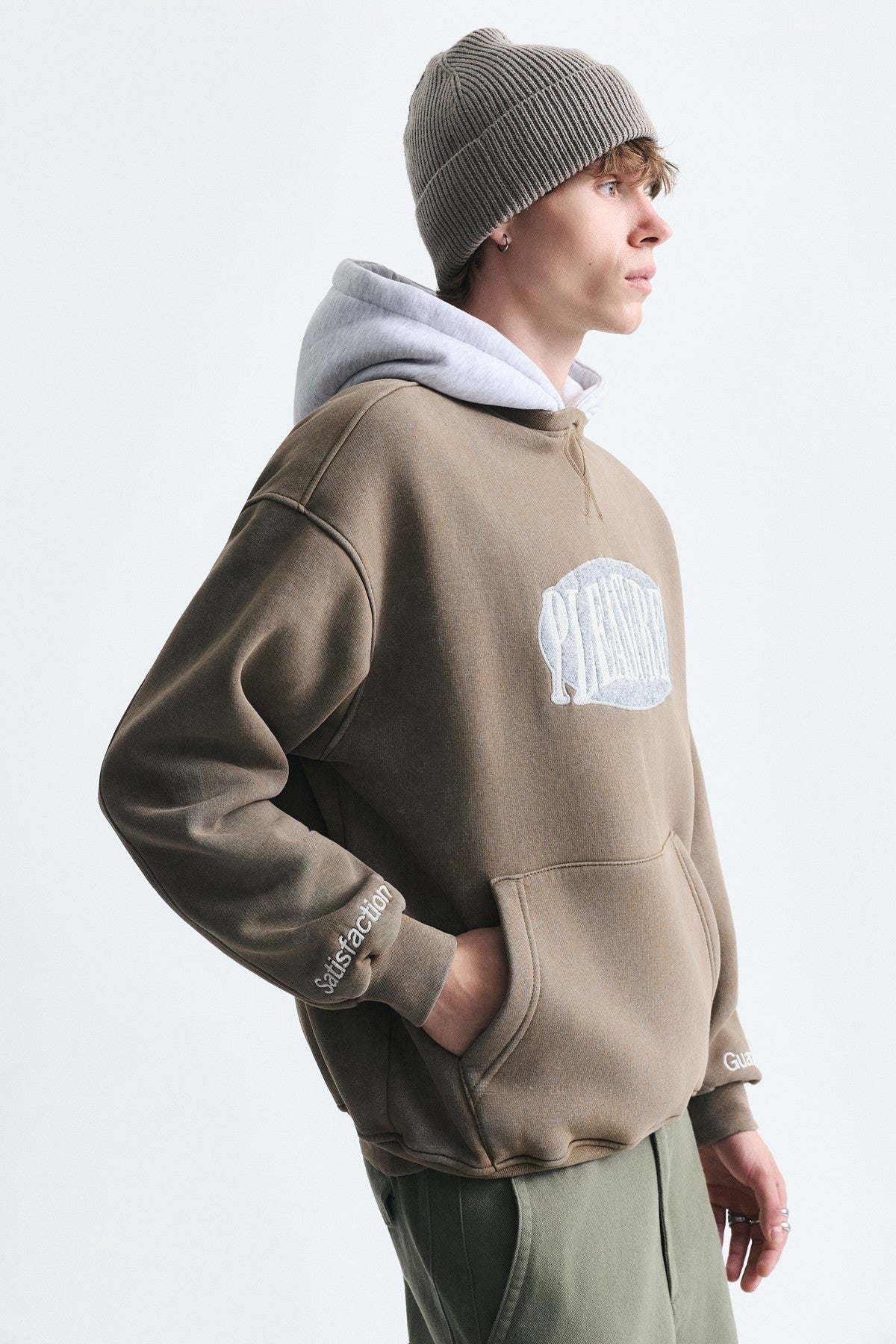 Oversize Baskılı Kapüşonlu Sweatshirt V70-266