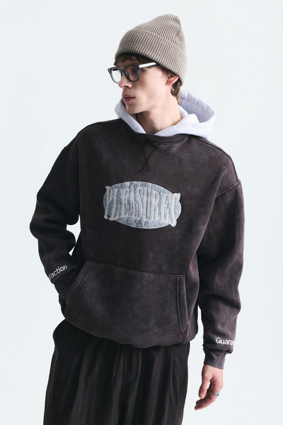 Oversize Baskılı Kapüşonlu Sweatshirt V70-266