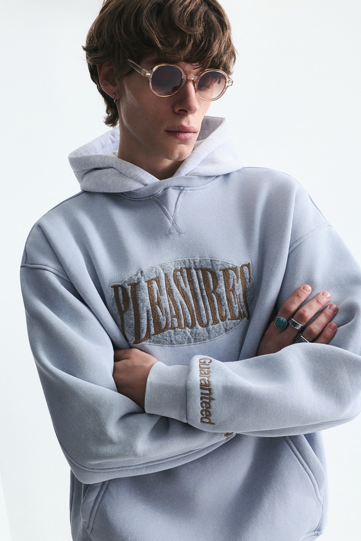 Oversize Baskılı Kapüşonlu Sweatshirt V70-266