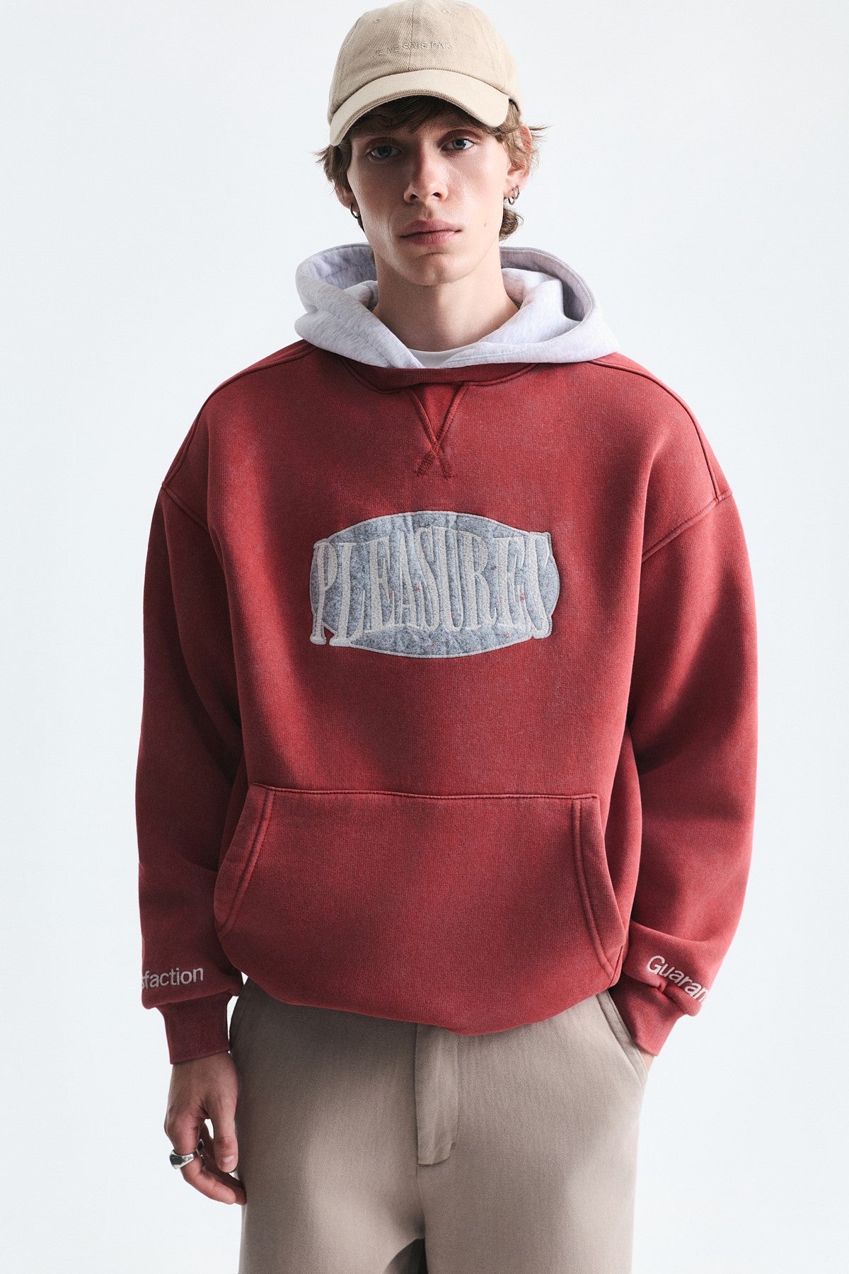 Oversize Baskılı Kapüşonlu Sweatshirt V70-266