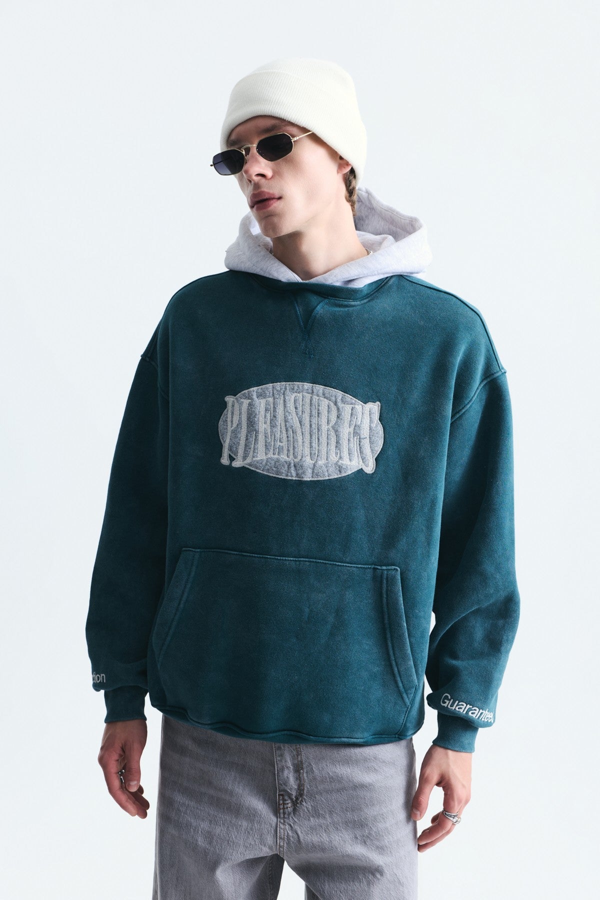 Oversize Baskılı Kapüşonlu Sweatshirt V70-266