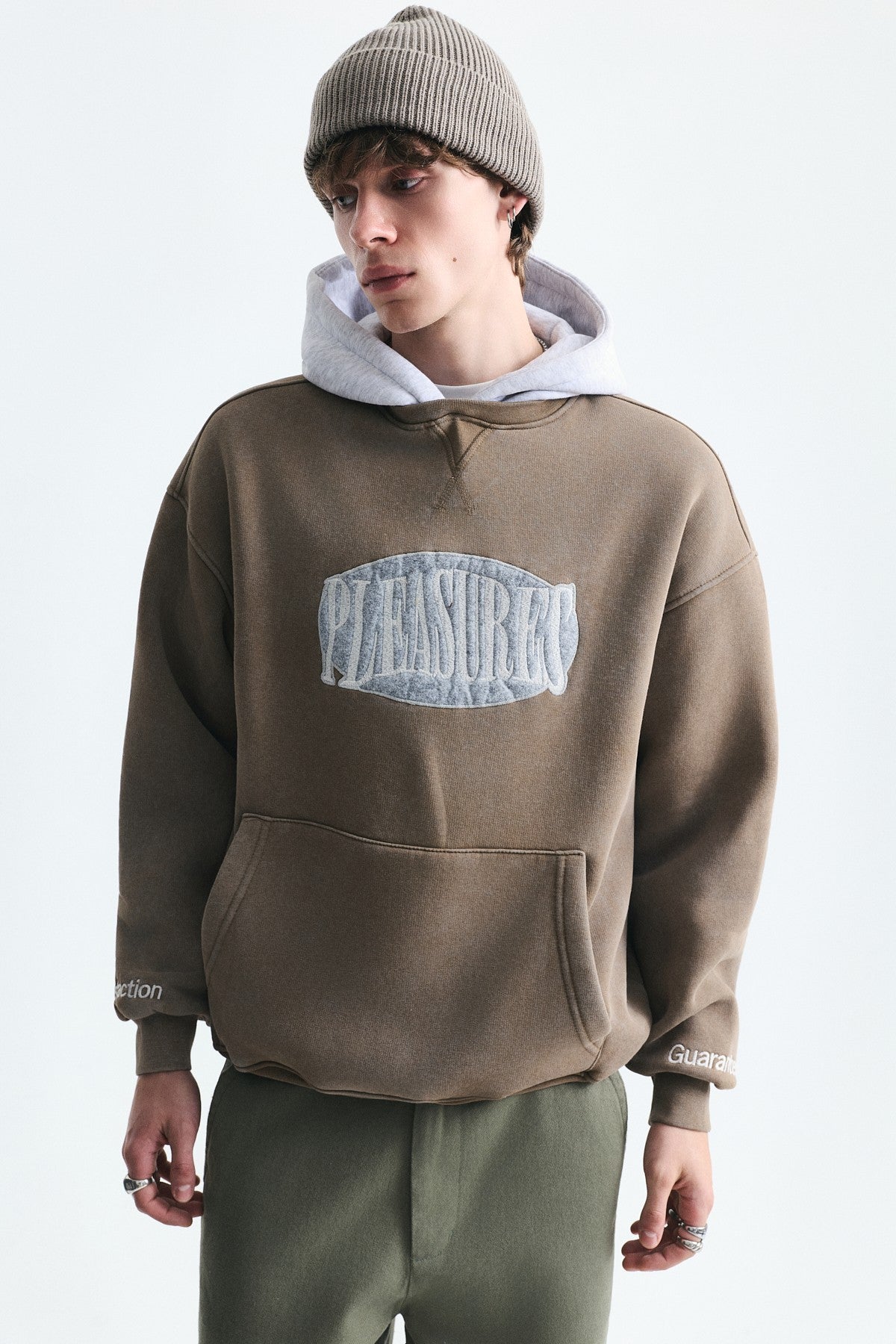 Oversize Baskılı Kapüşonlu Sweatshirt V70-266