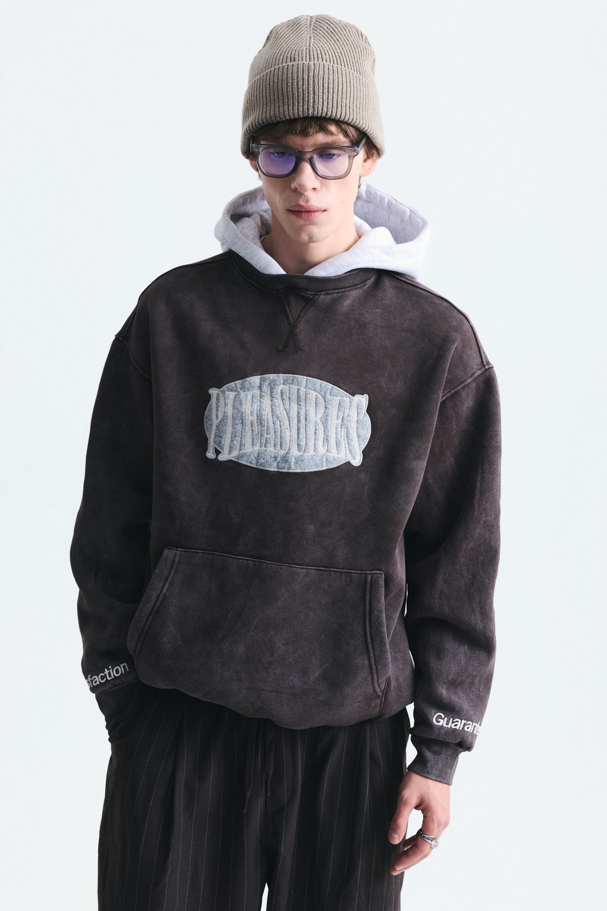 Oversize Baskılı Kapüşonlu Sweatshirt V70-266