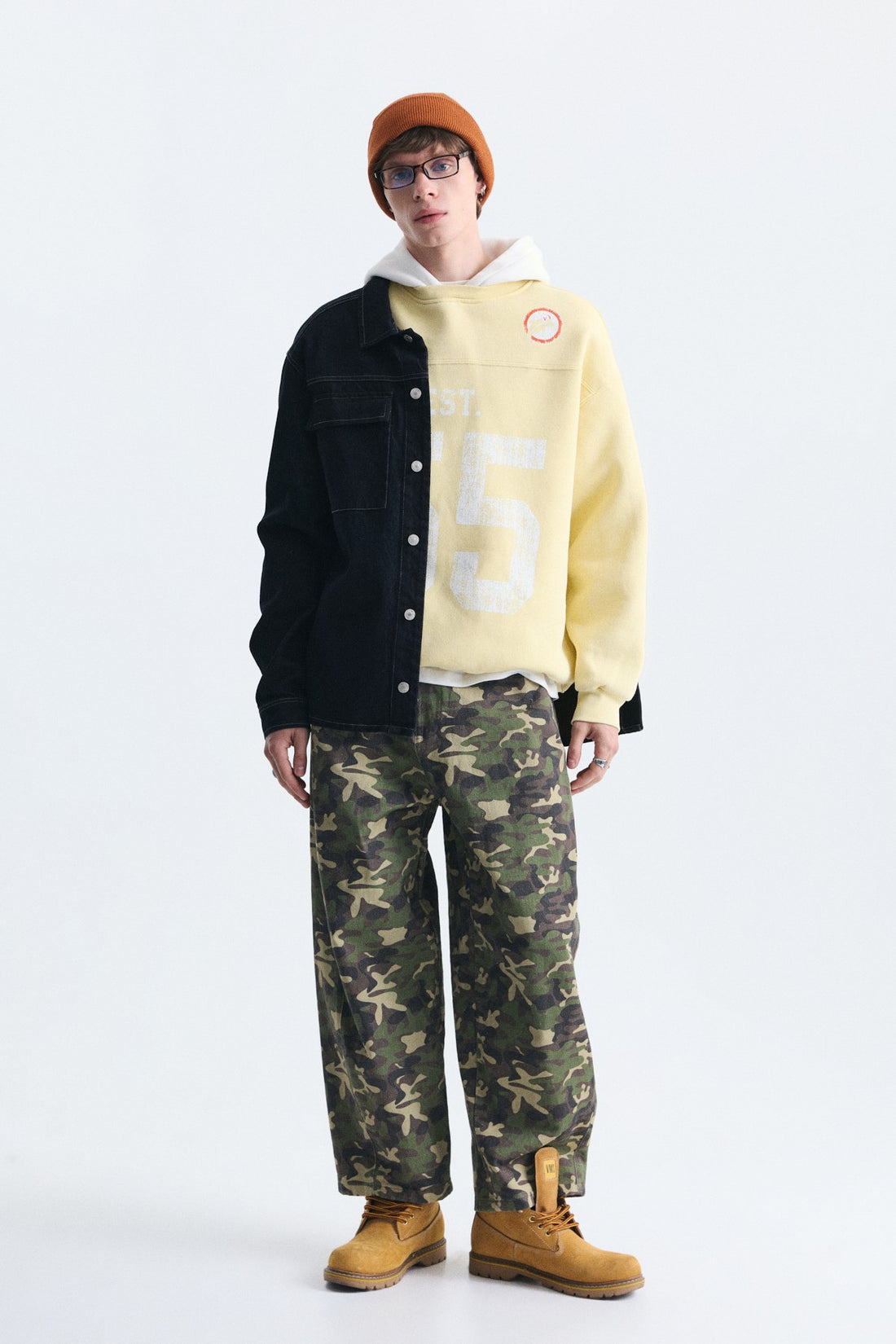 Oversize Baskılı Kapüşonlu Sweatshirt