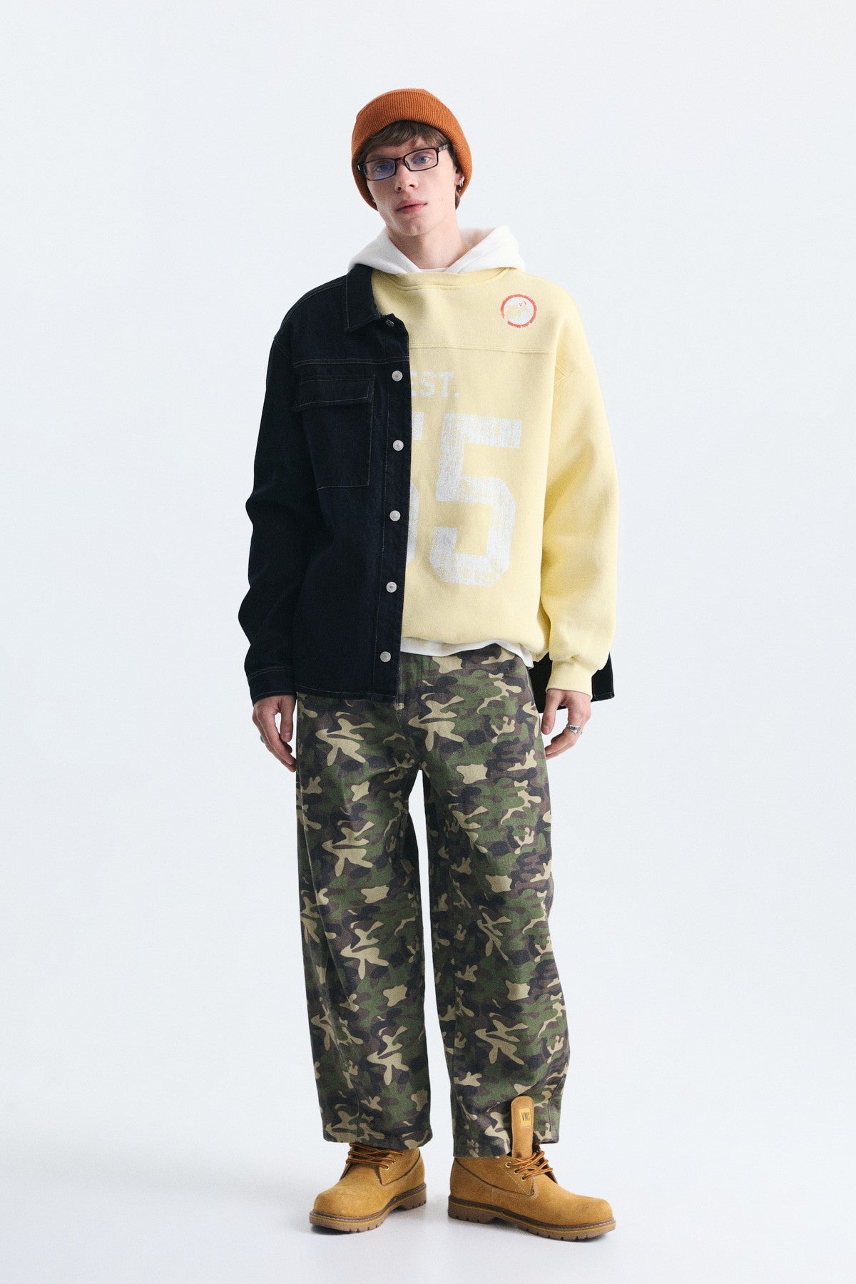 Oversize Baskılı Kapüşonlu Sweatshirt