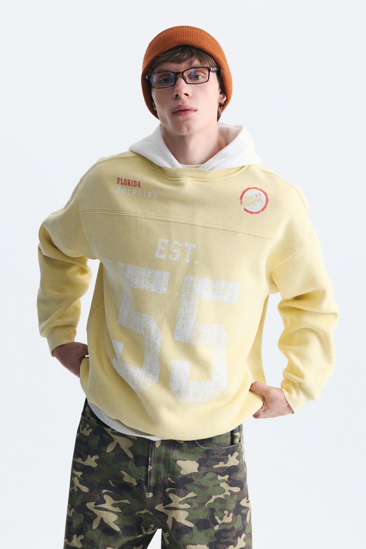 Oversize Baskılı Kapüşonlu Sweatshirt