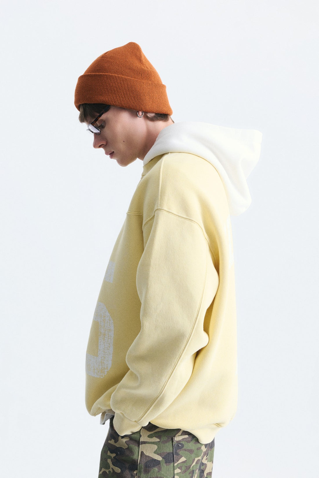 Oversize Baskılı Kapüşonlu Sweatshirt