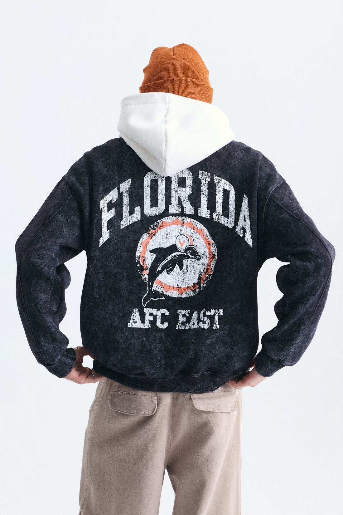 Oversize Baskılı Kapüşonlu Sweatshirt