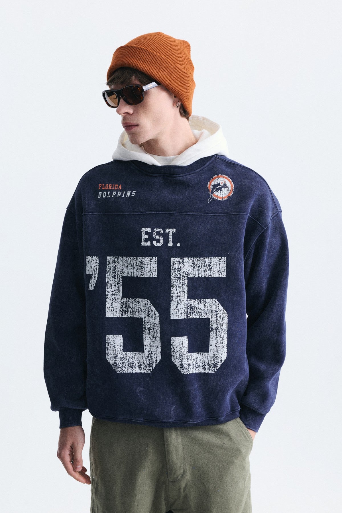 Oversize Baskılı Kapüşonlu Sweatshirt