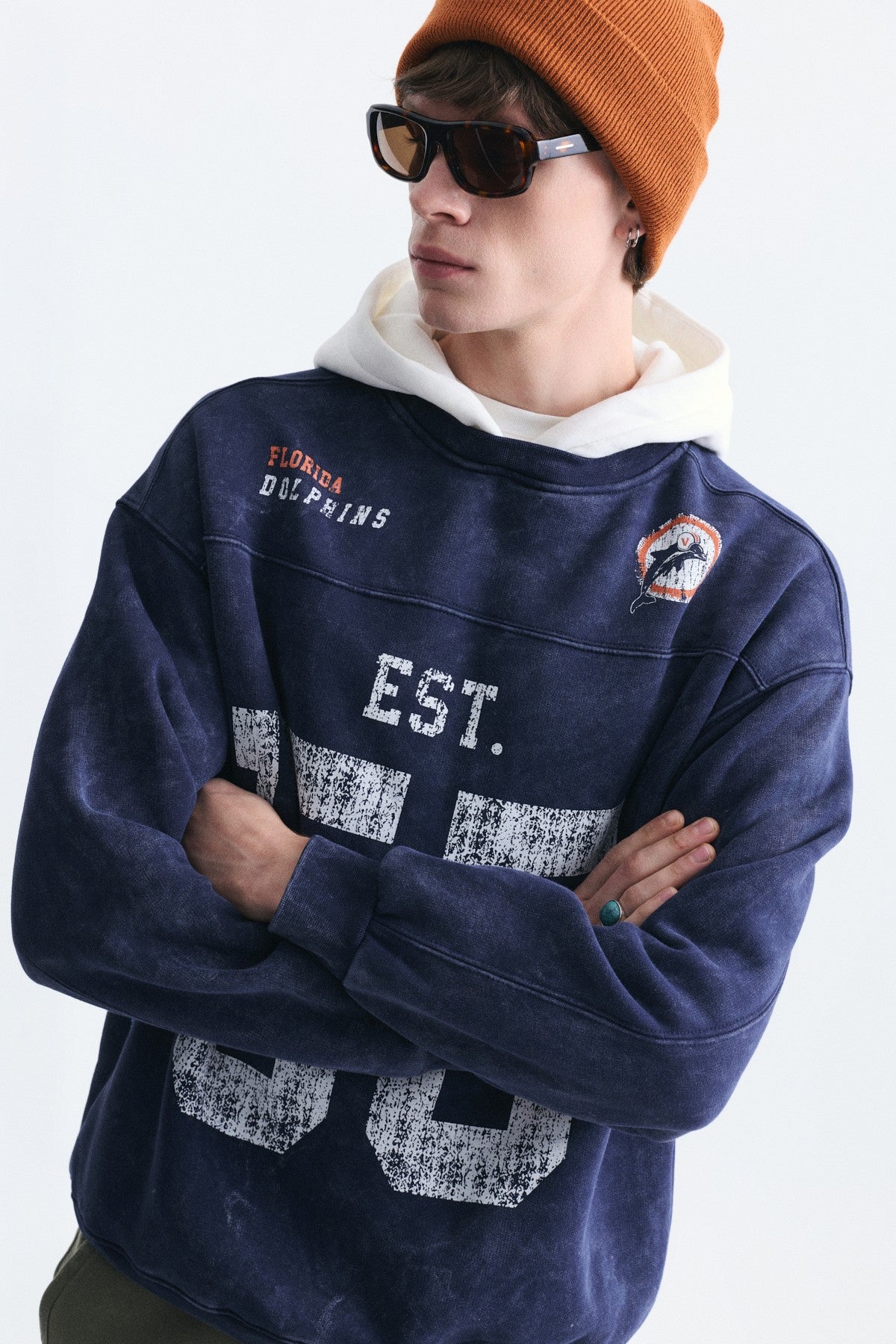 Oversize Baskılı Kapüşonlu Sweatshirt