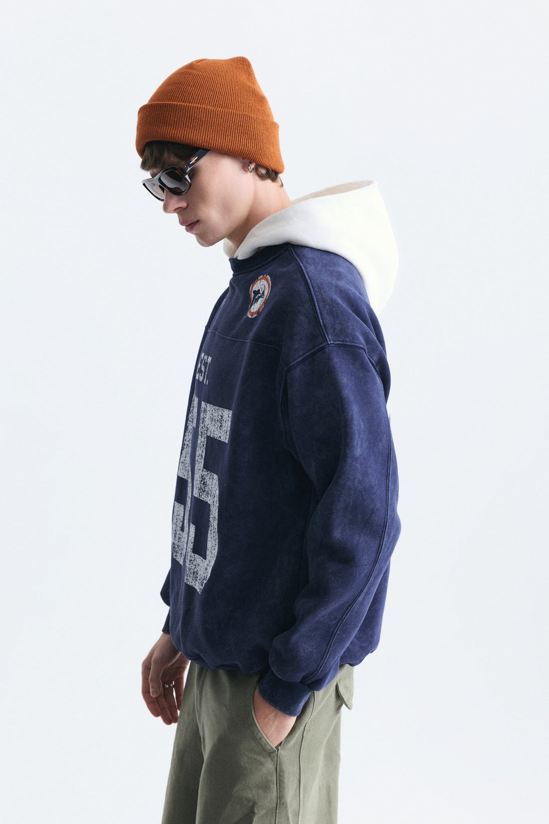 Oversize Baskılı Kapüşonlu Sweatshirt