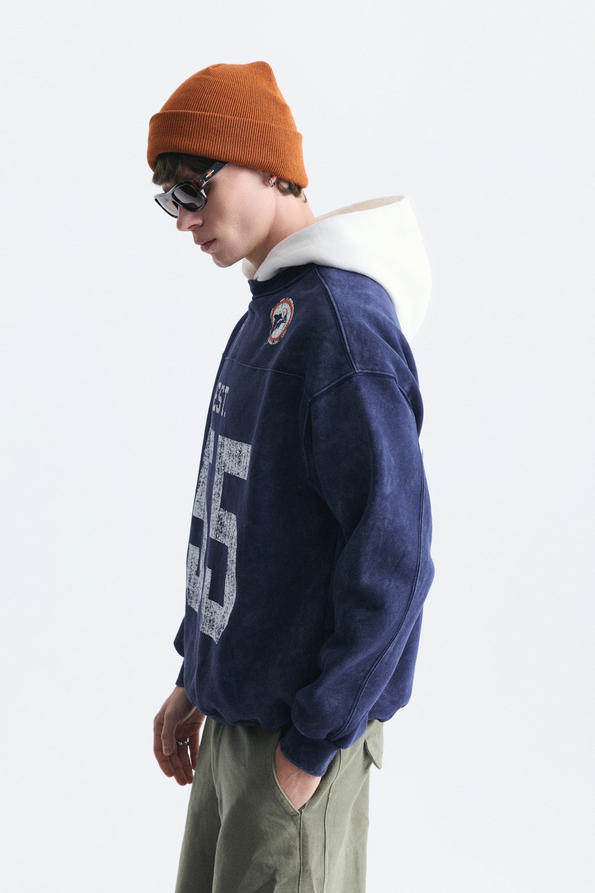 Oversize Baskılı Kapüşonlu Sweatshirt