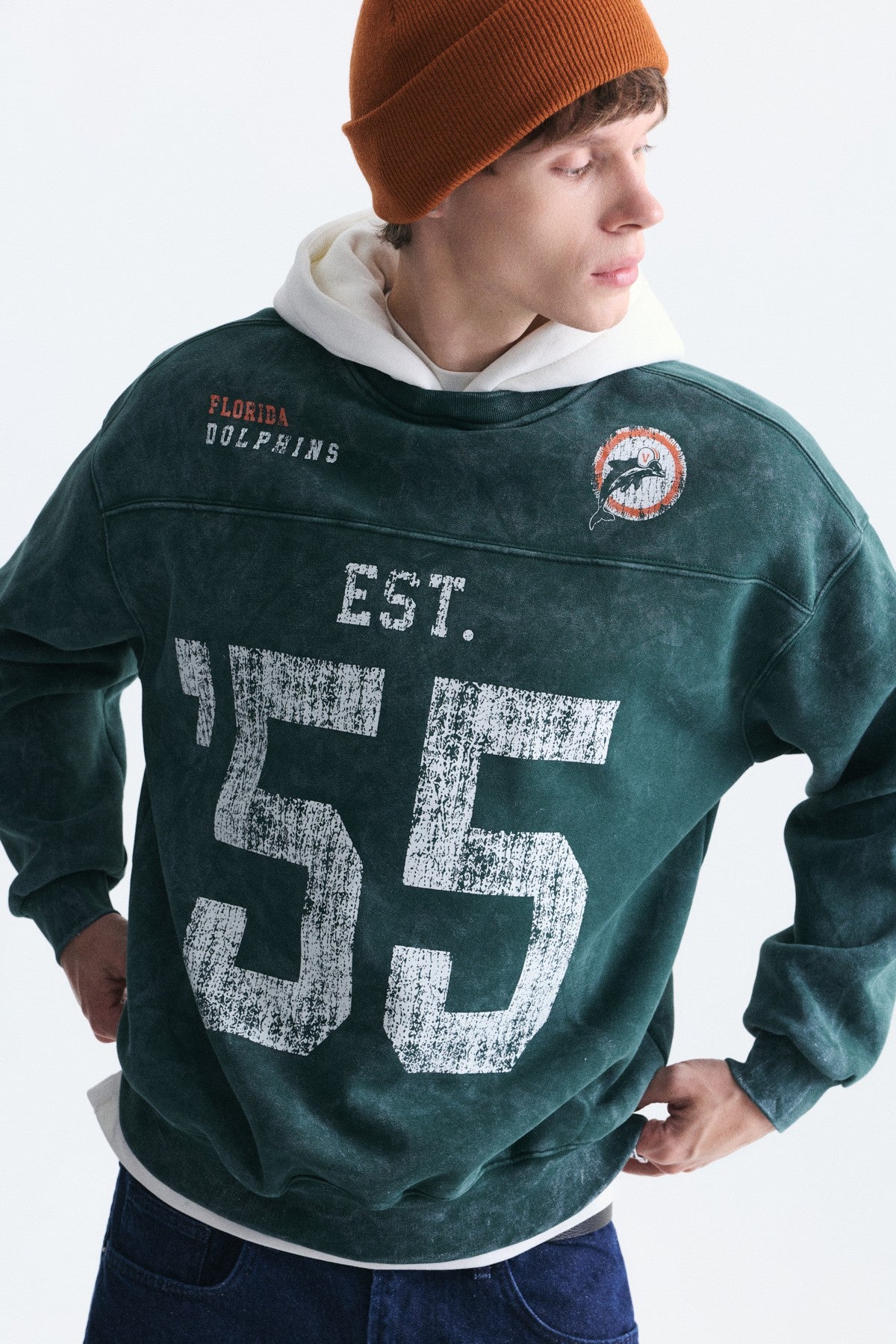 Oversize Baskılı Kapüşonlu Sweatshirt