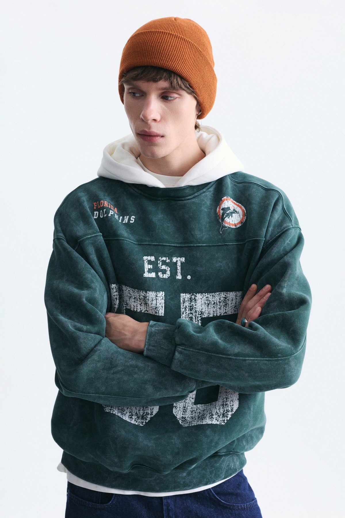 Oversize Baskılı Kapüşonlu Sweatshirt