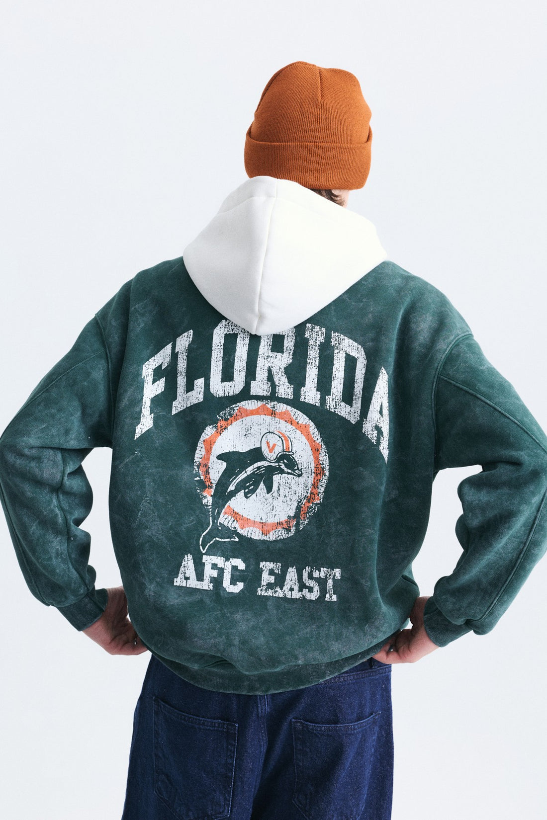 Oversize Baskılı Kapüşonlu Sweatshirt