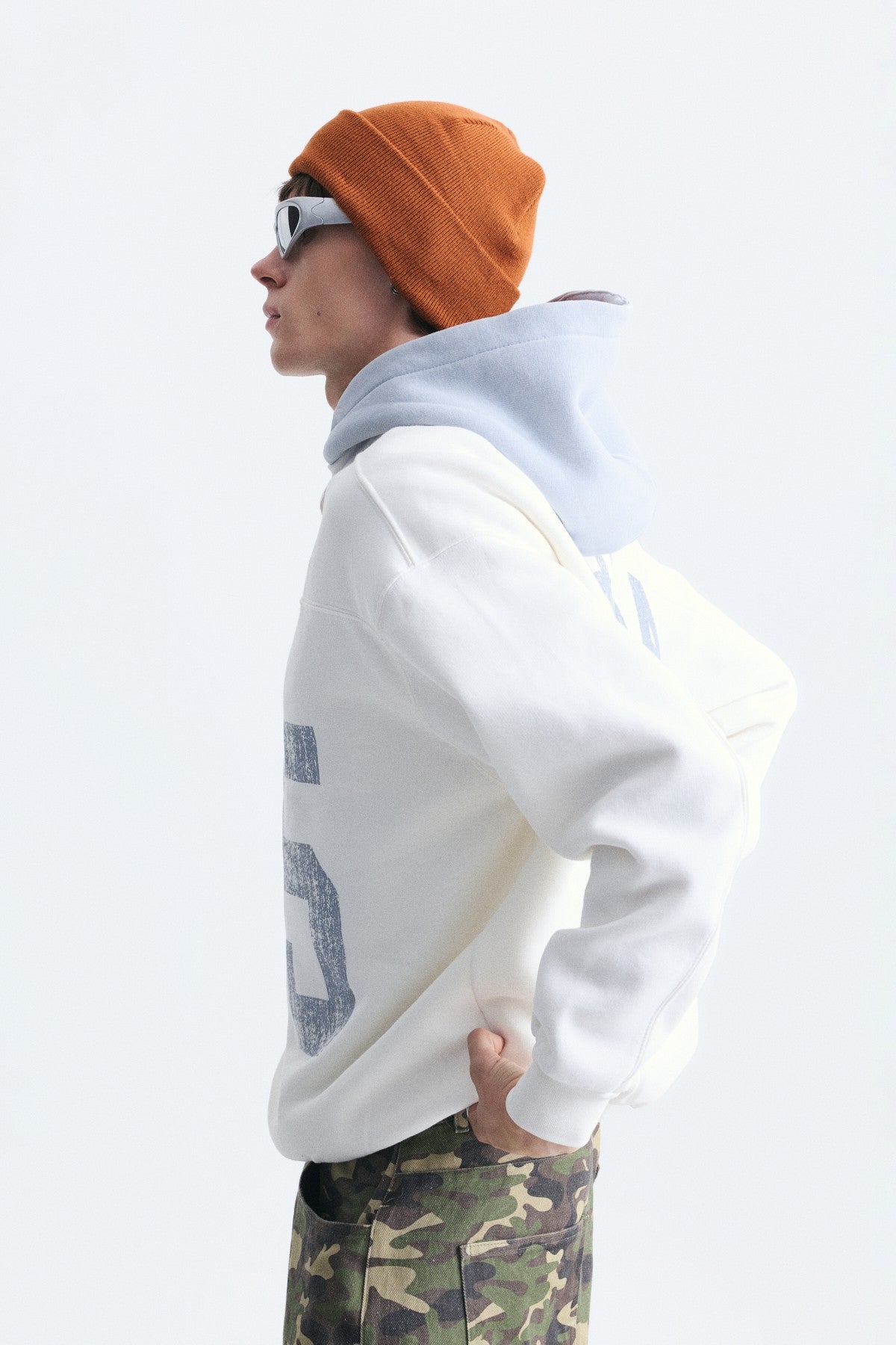 Oversize Baskılı Kapüşonlu Sweatshirt
