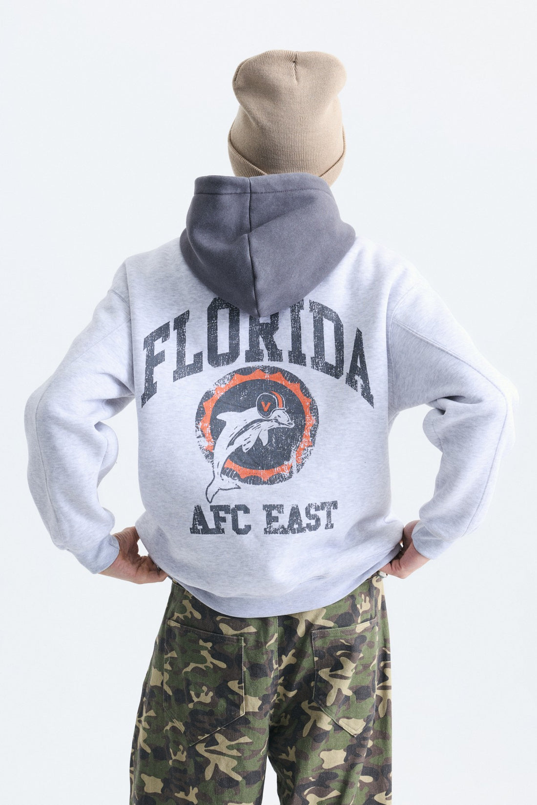 Oversize Baskılı Kapüşonlu Sweatshirt