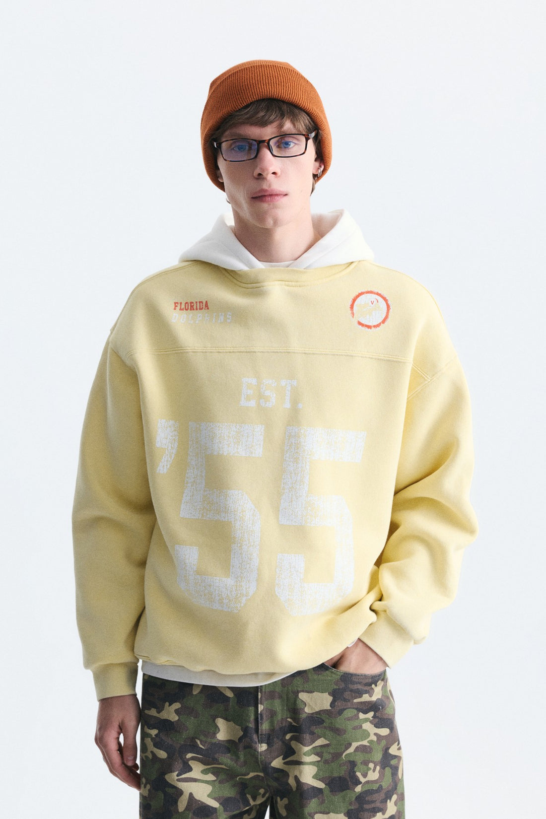 Oversize Baskılı Kapüşonlu Sweatshirt
